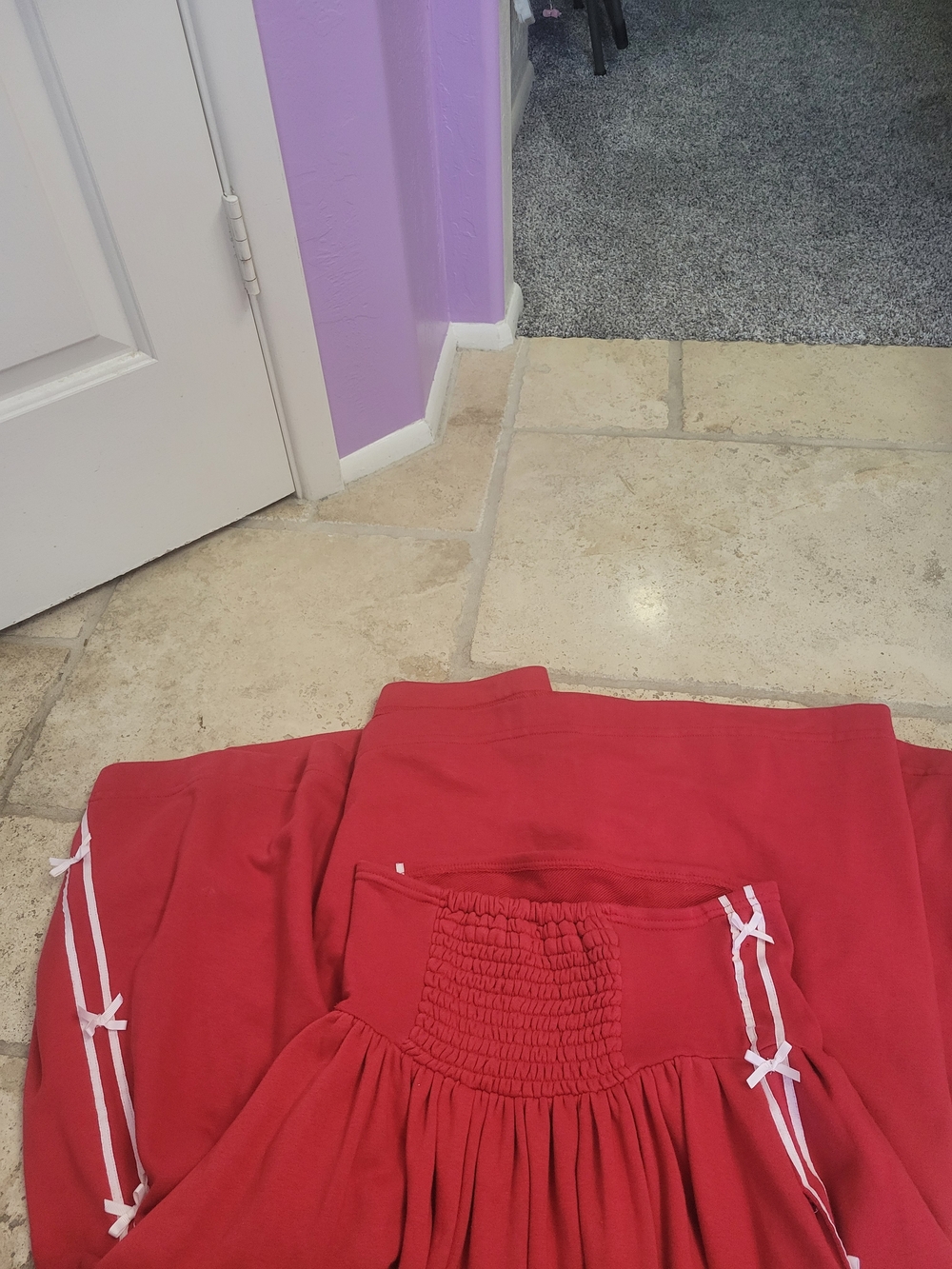 Women's Red A-Line Skirt with Side Braid Detail - Picture 3 of 16